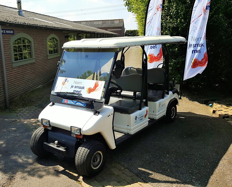 Golfkar huren met reclame